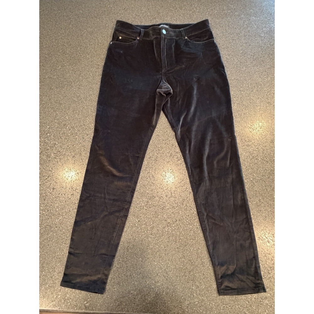Peruvian Connection Velveteen Jeans Size 12 Black Pants Stretch Slim Fit